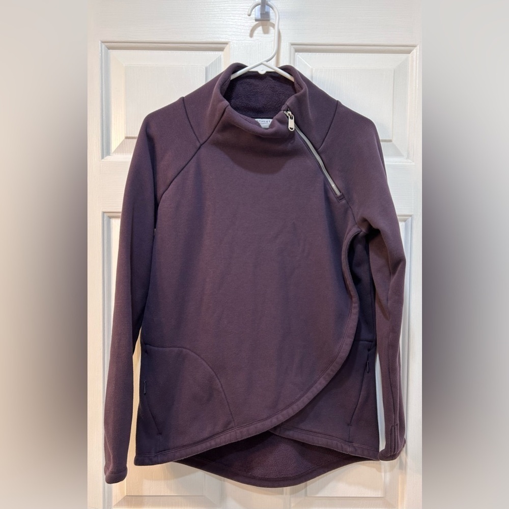 Athleta Cozy Karma Asym Pullover Size S Fleece Relaxed Athleisure Cozy Comfy